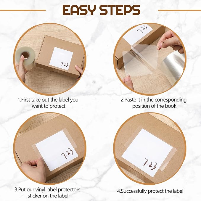 Zonon 750 Pcs Clear Label Protectors Stickers, 4 x2 Inch,Rectangle | Back to School Waterproof Seals for Protecting Library Barcode Numbers, Book Labels Protectors for School Supplies Organizing