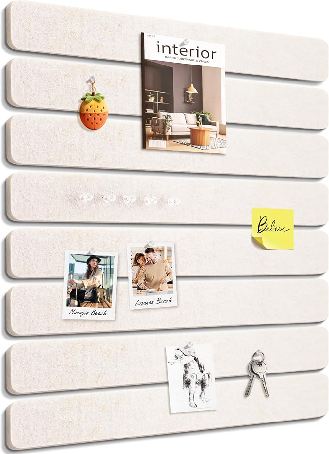 Small Cork Bulletin Board Tiles, Felt Wall Decor and Office Desk Accessories for Vision, Message Center, Picture and Prayer Board, Dorm, Room, Home Office Essentials and Organization(Oatmeal)