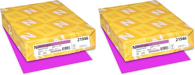 Neenah Paper Astrobrights Color Paper, 8.5” x 11”, 24 lb/89 gsm, Outrageous Orchid, 500 Sheets (21946) (Pack of 2)