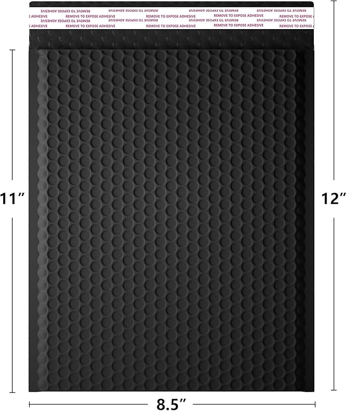 8.5 x 11 Inch Bubble Mailer 40 Pack, Waterproof Padded Envelopes with Strong Self-Seal Adhesive, Cushioning Shipping Bags with Bright Color for Small Business - Black