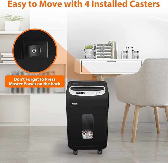 18-Sheet Paper Shredder for Home Office Heavy Duty with 60 Mins Running Micro Cut, US Patented Cutter, Shred CD/Card with 7.9 Gal Extra Large Bin, AUTO Jam Proof(ETL)