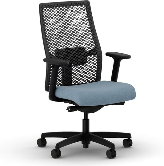 HON Ignition 2.0 ReActiv Ergonomic Office Chair, Lumbar Support, Blue | Ergonomic office desk chair with lumbar support, adjustable arms, office decor, advanced tilt for workstation comfort