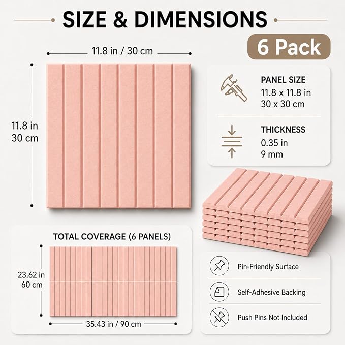 Stripe Felt Bulletin Board Tiles, Cork Board Alternative 24 x 36 in | 0.35 in modular felt wall tiles for notes, photos, schedules, reminders in offices, classrooms, home and office workspaces