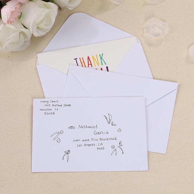 200 Pack 4x6 Envelopes White,Contour Flap A4 Envelope,Premium 120gsm Thick Paper Invitation Envelopes for Back to School,Birthday,Wedding RSVP Cards,Photos,Postcards,Greeting Cards,Mailing
