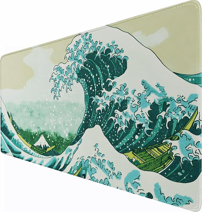 Large Extended Gaming Mouse Pad, 31.5" x15.7" Large Mat with Superior Micro-Weave Cloth, Water Resist Keyboard Mousepad with Non-Slip Base, Laptop Pad for Office Home Gaming, Waves