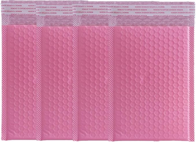 Bubble Mailers 4x6 Inch 50 Pack Small Padded Envelopes Poly Thicken Padded Self Seal Envelopes Bags (Pink)