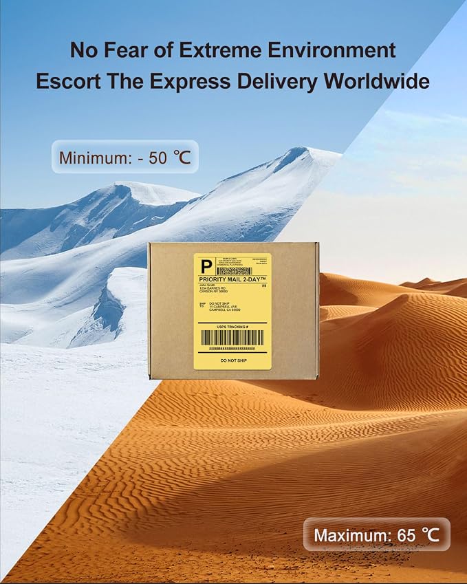 Phomemo 4x6 Thermal Shipping Labels 500 PCS Yellow Label for Small Business | Compatible with JADENS/NULLTONEX/Nelko/KNAON/Phomemo/Rollo/MUNBYN/Omezizy/Rongta/Arkscan/ASprink/and Other 4x6 Label Printers