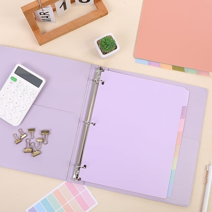 8 Tab Write & Erase Durable Plastic Dividers for 3 Ring Binders, 2 Sets | Binder Dividers for Letter Size,Divider Organizers for Student, Teacher, College & Office,Aesthetic Pastels School Supplies