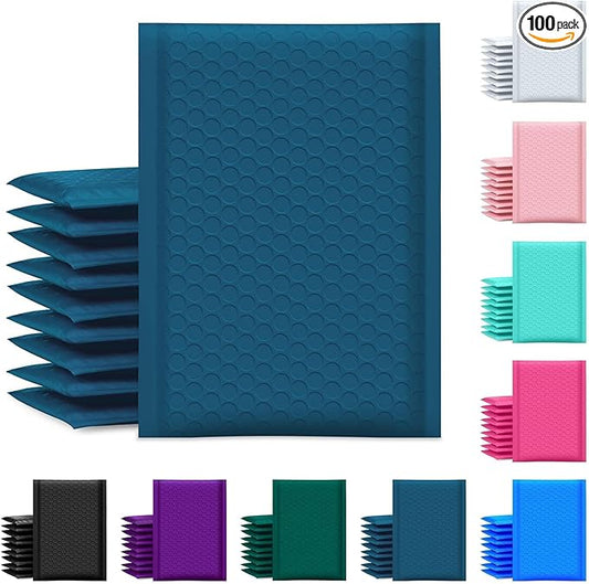 UCGOU Bubble Mailer 6x10 Inch 100 Pack Usable Size 6x9 Inch Navy Blue Poly Padded Envelopes Waterproof Bubble Bags for Small Business Shipping Self Seal Mailing Envelopes for Jewelry Makeup Supplies