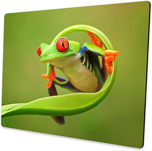 Green Mouse Pad Cute Frog Design Computer Laptop Mouse Pad Kawaii Office Decoration with Anti-Slip Rubber Base Washable Small Mousepad 9.5 X 7.9 Inch