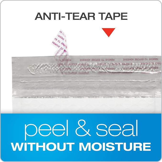 Quality Park Bubble Mailers, 6 x 9 Shipping Envelopes, Water Resistant White Poly Padded Mailers, Redi-Strip Peel Off Closure, 25 Per Box (1002347)