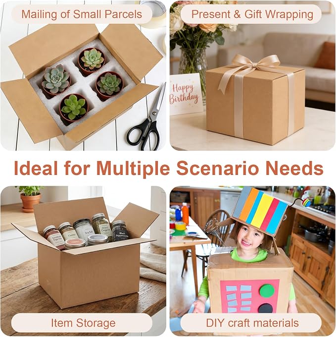 Corrugated Cardboard Boxes,10 PCS 10x8x6 inches Shipping Boxes, Brown Corrugated Cardboard Boxes for Packing, Mailing, Moving,Gifts & Storage（Brown）