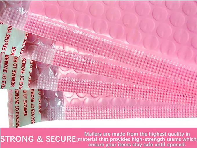 Small Bubble Mailers 3.5X5.9 Inch 12 Pack Poly Padded Envelopes Thicken Business Mailing Packages Opaque Self Seal Boutique Shipping Bags Mailer (Pink)