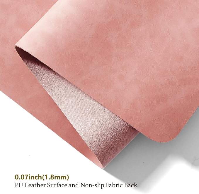 Distressed Leather Desk Mat - Non-Slip PU Desk Pad for Office and Home - Desk Organization and Accessories - Ideal for Large Mouse Pad and Desk Mats on Top of Desks(Dusty Rose,27.6"x 13.8")