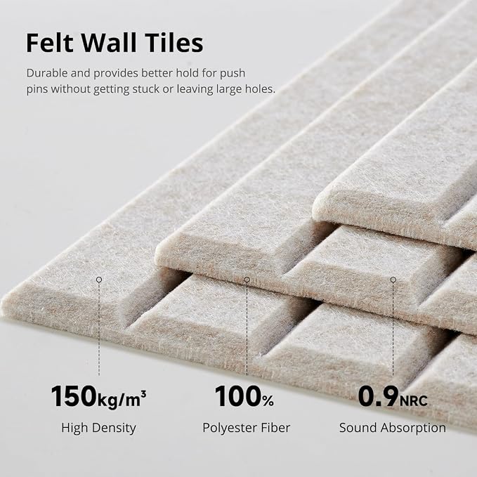 Felt Bulletin Board 48"×36" Cork Board with 60 Adhesive Tab Oatmeal | 12 Pack Cork Boards for Office, Pin Boards For Walls, Use in Bedroom Home Classroom Decor