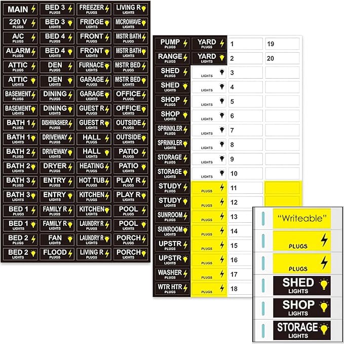Circuit Breaker Labels, Breaker Box Electrical Panel Fuse Box Stickers, Easy Read and Install (LargeBlack)