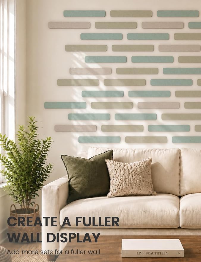 Fluxynara 13" x 2" Felt Wall Panels, Teal Blue | 8-Pack Includes 50 Push Pins and Adhesive Tabs for Photos, Notes and Decor in Bedroom Doors, Home Office or Studios