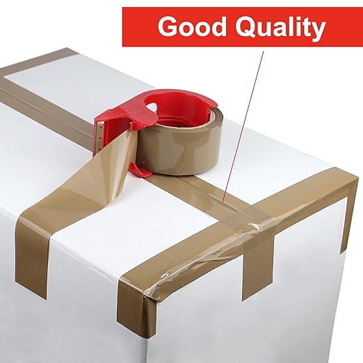 BOMEI PACK Heavy Duty Brown Packing Tape with Dispenser, 2.6 mil, 1.88 inch x 55 Yards 8 Pack, Ultra Strong, Refill for Industrial Shipping Box Packaging Tape for Moving, Office, & Storage