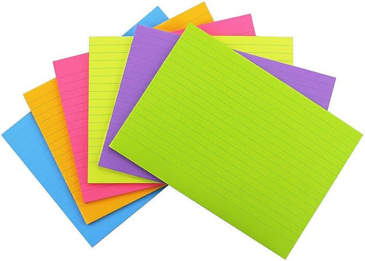 Early Buy Lined Sticky Notes, 8x6 in, 6 Bright Color, 6 Pads, 45 Sheets/Pad | Large size 8x6 in Lined Sticky Pads