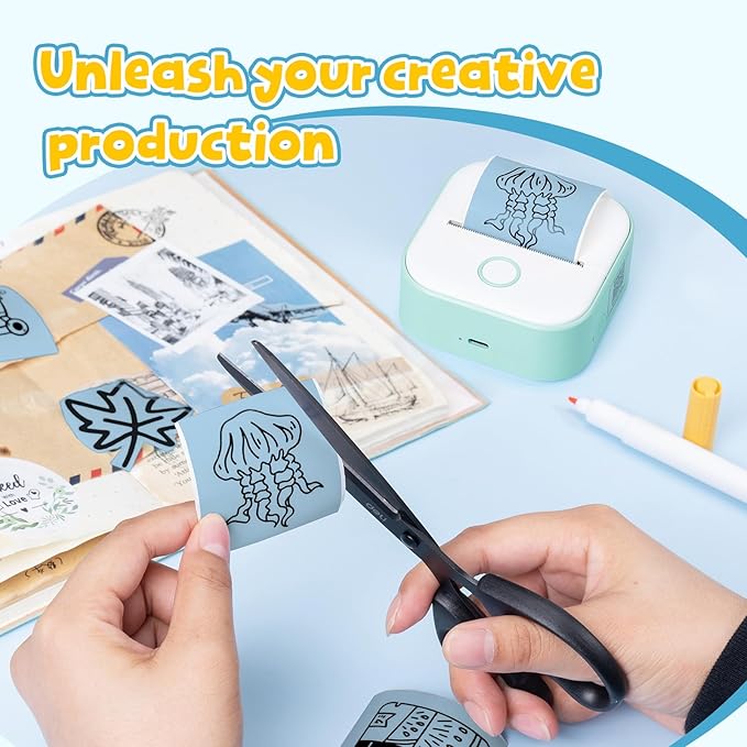 Phomemo Blue Self-Adhesive Thermal Paper, Glossy Printable Sticker Paper for Phomemo T02/T02Pro/Q02E/M02X/Y02C/Q02 Mini Sticker Printer, 50mm x 3.5m, Diameter 28mm, 3-Rolls, Image Time 20 Years