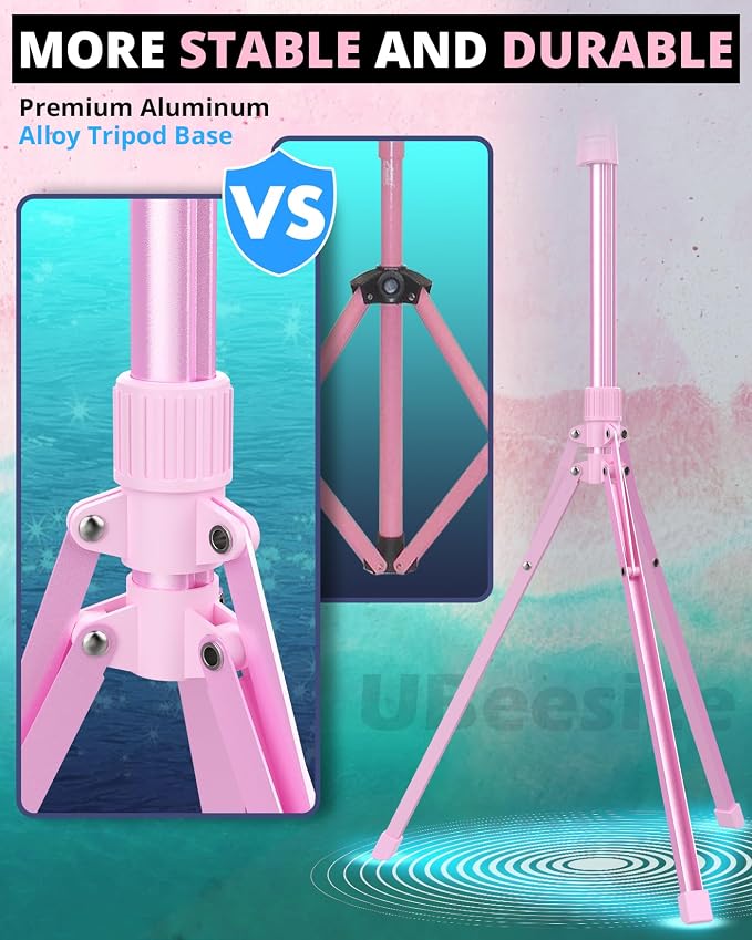 UBeesize 12'' LED Ring Light with 62'' Tripod Stand and Magnetic Phone Holder, Selfie Ring Light for Video Recording, Live Streaming, Compatible with iPhone & Android (Pink)