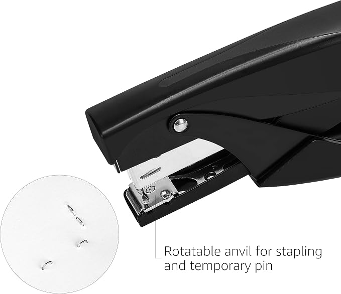 Amazon Basics Effortless Handheld Plier Stapler, 25 Sheet Capacity, Heavy Duty, Black (Pack of 2)