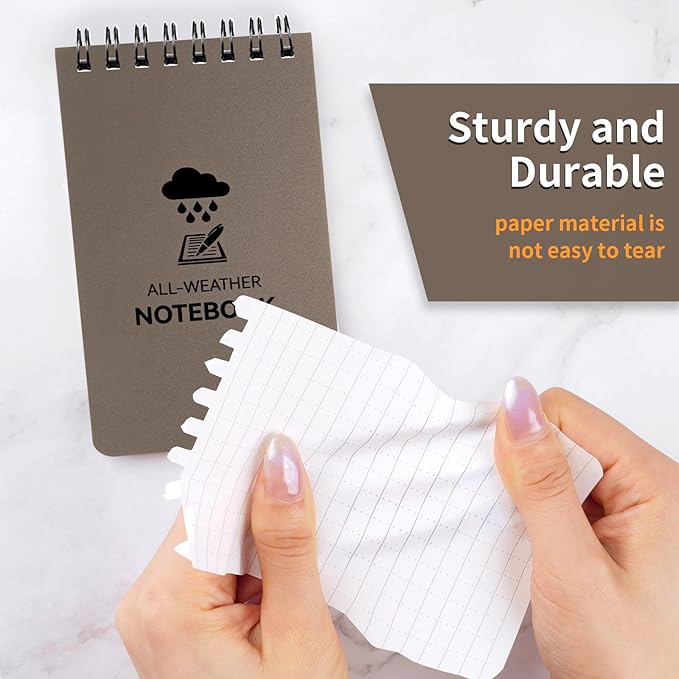 3 Pack Waterproof Notebook, 3 x 5 Pocket Notepad, All Weather Small Pocket Notebook Paper, Mini Spiral Notepad Police Notepad 100 Lined Pages for Outdoor Office