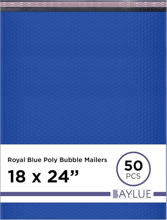 Royal Blue Poly Bubble Mailers 18.x24 Inch #9 | Self Seal Large Padded Envelopes | Air Cushioned Bubble Mailer | Usable Size 18x23 Inch | Waterproof Lightweight Mailing Shipping Bags | 50 Pack