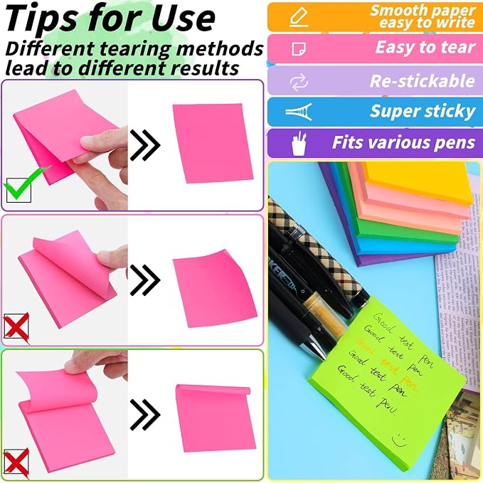 72 Pack Sticky Notes Bulk 3x3 Inch 36 Colors Colorful Memo Pads | 50 Sheets Per Pad, Self Stick Notes, Adhesive Paper, Office, School, Home, Meetings, Planning, Reminders, Organization