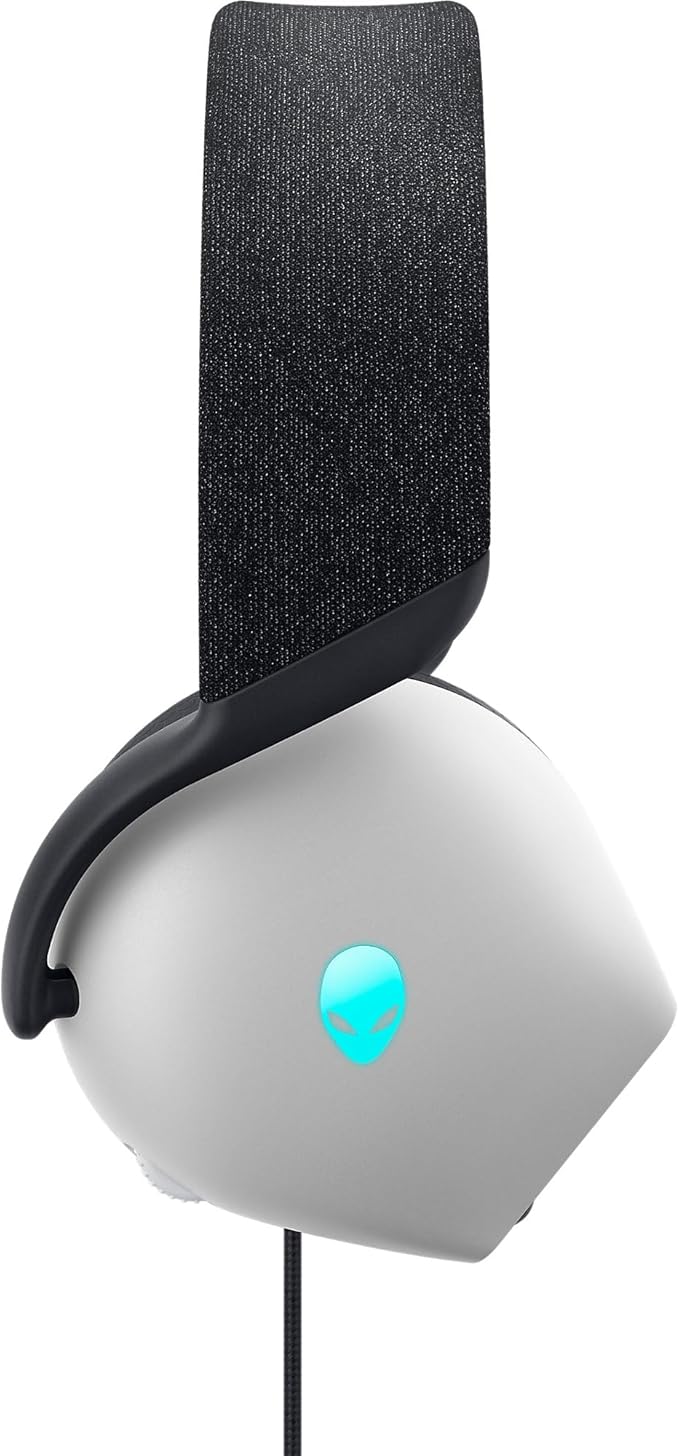 Alienware AW520H Wired Gaming Headset - Dolby Atmos, Unidirectional, AlienFX 16.8 Million RGB Colors, Microphone Mute, Volume On-headset Controls, 40mm Hi-Res Certified - Lunar Light