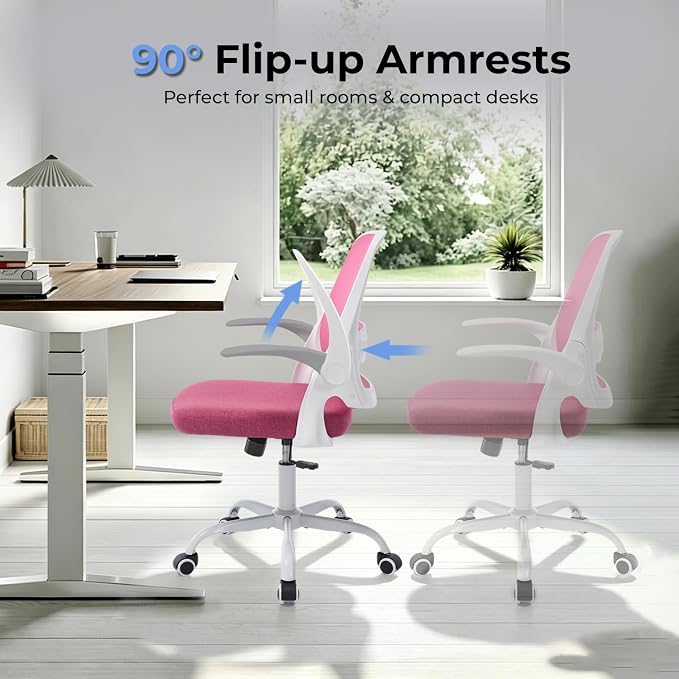amseatec Mesh Office Chair, Ergonomic Home Office Chair with Flip-Up Arms | Breathable Mesh Back & 3" cushion. BIFMA Certified. 90-110° Rocking. Supports 300 lbs.