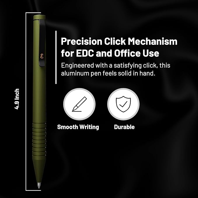 Everyman OD Green Super Matte Mini Twist Gel Pen | Compact Refillable 0.7mm Gel Pen with Twist Mechanism | Durable Metal EDC Writing Tool for Travel, Office, Work & Gifting