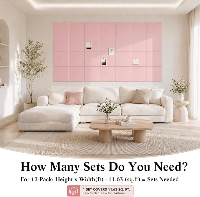 36" x 24" Decorative Bulletin Boards, Large Cork Board Alternative | 30 Pushpins,30 Adhesive Tabs, Solid-Tile 6-Pack Felt Wall Tiles, Cork Boards for Office Push Pin Board Felt Board, Coral Pink | 30 Pushpins,30 Adhesive Tabs, Solid-Tile 6-Pack Felt Wa...