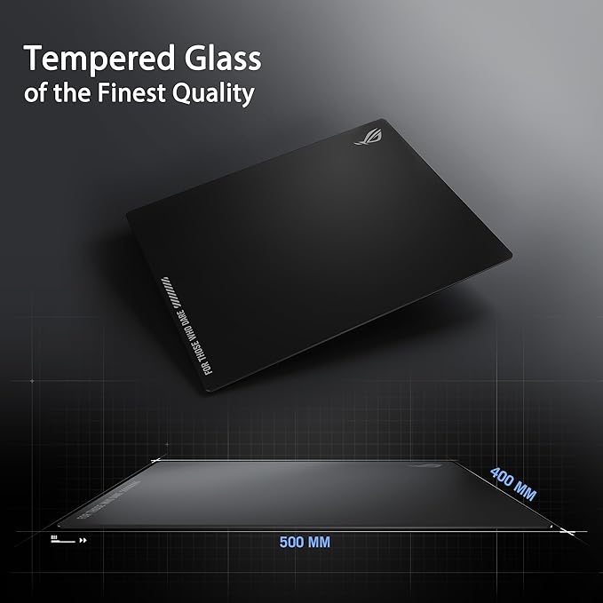 ASUS ROG Moonstone Ace L Glass Gaming Mouse Pad – 19.7” x 15.7”, Ultra-Smooth Matte Tempered Glass for Quiet Ultrafast Glides, Impact/Scratch Resistant, Easy to Clean, Anti-Slip Silicone Base - Black