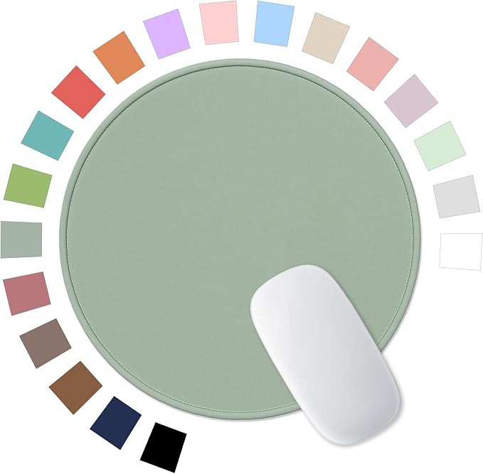 Hsurbtra Mouse Pad, Premium-Textured Small Round Mousepad 8.7 x 8.7 Inch Bean Green, Stitched Edge Anti-Slip Waterproof Rubber Pretty Cute Computer Mat for Office Home Gaming Laptop Men Women Kids