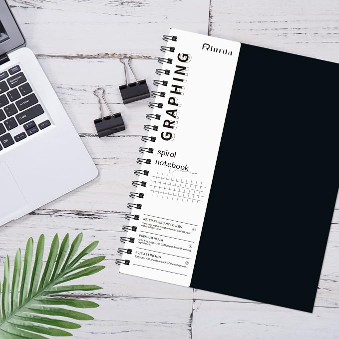 Graph Paper Notebook Spiral Notebook 8.5" x 11"-4 Pack Grid Paper Notebook Graph notebook Engineering notebook 120 Pages 100 GSM Thick Graphing Paper Notebook Hardcover Journal for School, | 4 Pack Grid Paper Notebook Graph notebook Engineering noteboo...