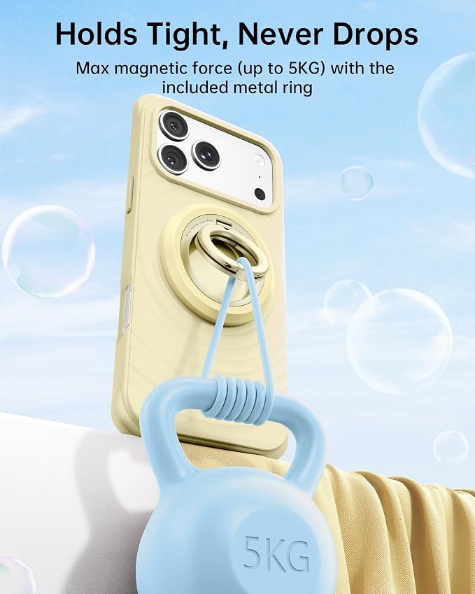 SYNCWIRE Magnetic Phone Ring Holder, for MagSafe Phone Grip Stand Kickstand | 360° Rotation, Double-Sided Magnet, Cell Phone Grip Finger Holder, for iPhone 17 16 15 14 13 12 Pro Max, MagSafe Accessories