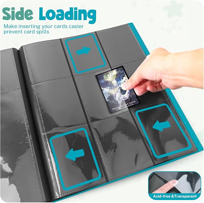 Card Binder, 9 Pocket Trading Card Album Folder,20 Pages, 360 Card Capacity Sports Card Binder, Premium Card Binders Compatible with MTG, TCG, Baseball Cards (Lake Blue)
