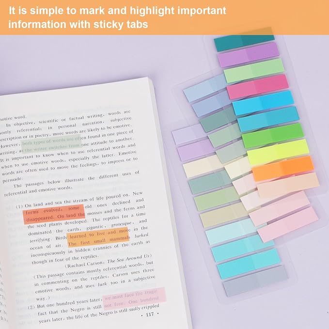 (4200 Pcs) Book Tabs for Annotating, Morandi Sticky Tabs Page Markers | Transparent Small Sticky Notes Flags, Multi-Colored Writable and Repositionab Book Flags Strip, for Annotation, Reading Notes