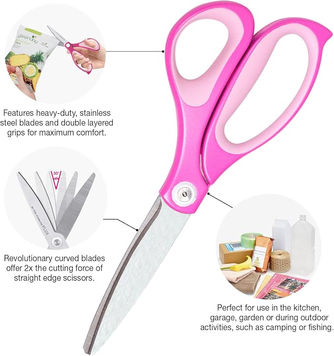 PLUS Fit Cut Curve Scissors 8" Pink