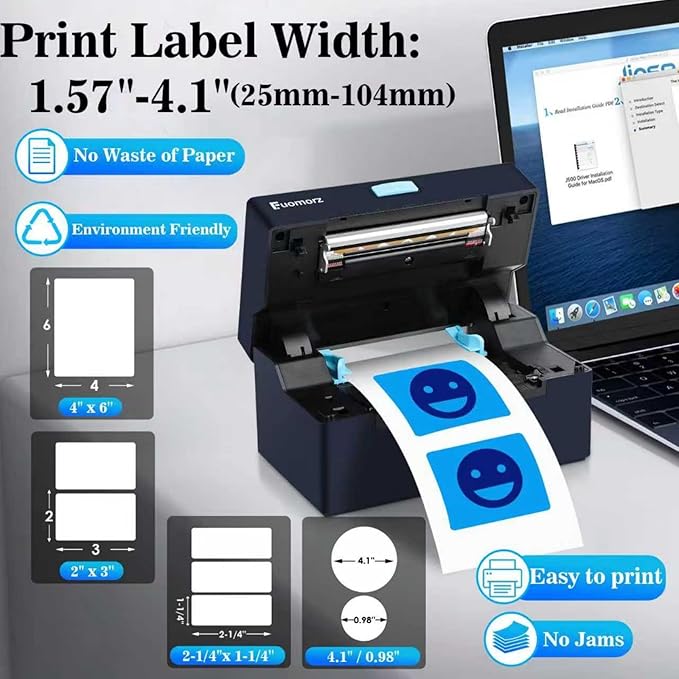 Thermal Shipping Label Printer for Small Businesses，4x6 Wireless Shipping Label Printer，Bluetooth Label Maker Support Android,Mac,iPhone and Windows,Used for Amazon,Ebay,Shopify,Etsy,USPS
