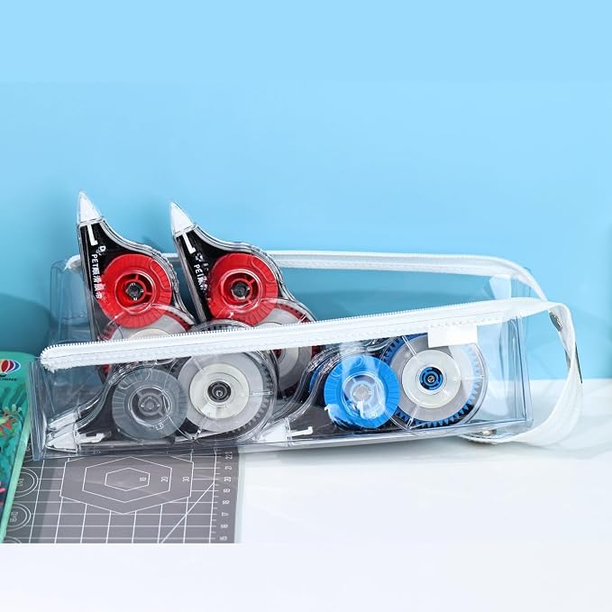 39.37ft Correction Tape with Dispenser, 6-Count Pack, Fast, Clean, Opaque and Easy-to-Use Tear-Resistant Correction Tape Bulk Office School Supplies, Blue, Red, Gray