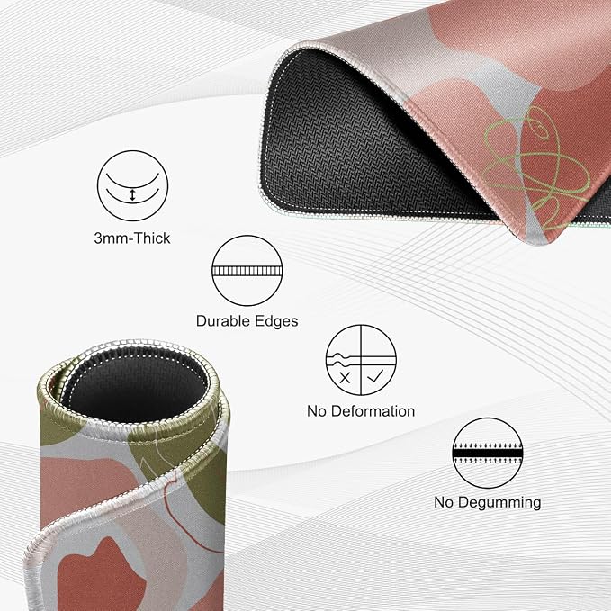 JIKIOU 3 Pack Mouse Pad with Stitched Edge, Portable Size-10.2x8.3in Rose | Anti-Fray, Comfortable Smooth Lycra Surface, Non-Slip Rubber Base, Machine Washable Fade-resistant, Compatible with All Mice