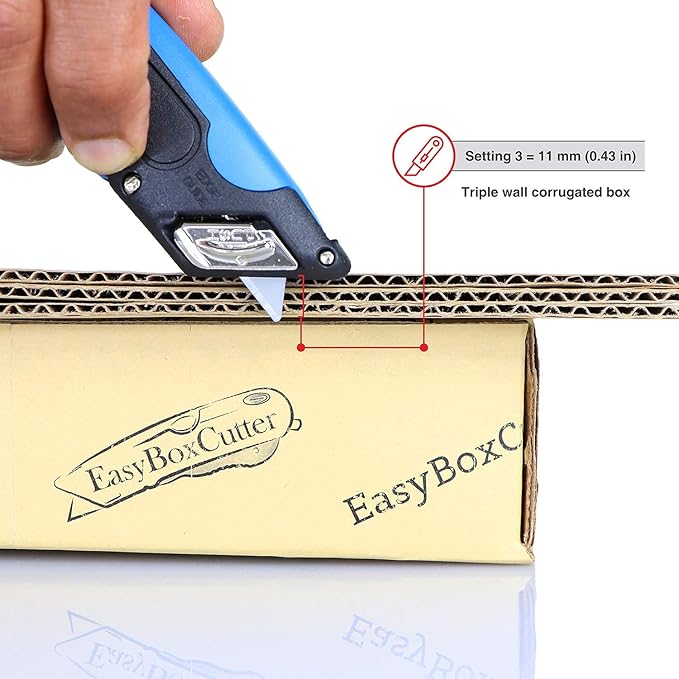 EasyCut 1000 Safe Retractable Box Cutting Utility Knife, Blue, 09780