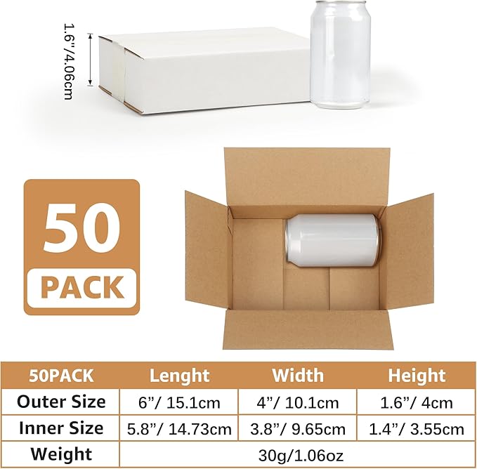 EXYGLO 50 Pack 5.91x3.94x1.57 Shipping Boxes for Small Business, White Corrugated Cardboard Small Box for Packaging, Moving, Mailing, and Storing