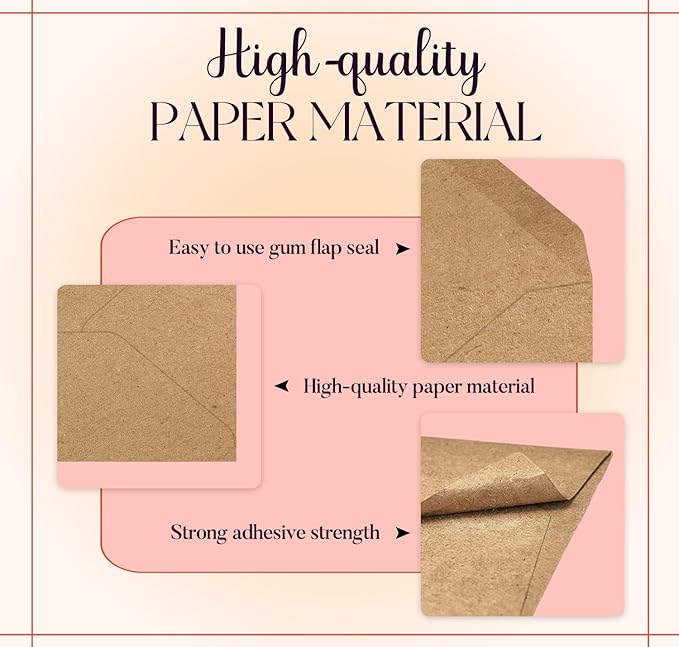 ACSTEP 100PACK Kraft 5X7 Envelopes,Brown A7 Envelopes Self Seal for Weddings, Invitations, Photos, Postcards, Greeting Cards Mailing,Baby Shower, Graduation With Thank You Stickers