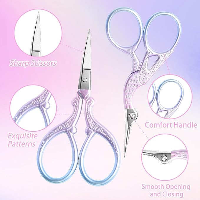 AQUEENLY Embroidery Scissors 2 Pcs Small Sewing Scissors Sharp Stainless Steel 3.6 Inches for Artwork, Crochet, Needlework, Threading, Pink