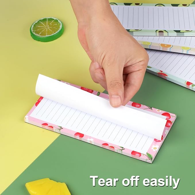 Joyberg 9 Pack Magnetic Notepads for Refrigerator, Magnetic Notepads for Refrigerator, Fruit Design Grocery List Pad for Fridge, Full Magnet Back Shopping Lists, 25 Sheets Per Note Pads