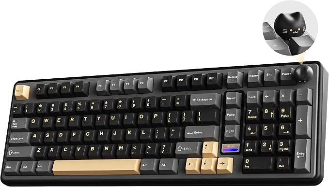 YUNZII B98 PRO 96% Wireless Mechanical Keyboard (Black, Candy Switch) | QMK/VIA, with Numpad, Dual-Style Knob Design, Creamy Pre-Lubed Switches, Hot Swap, Gasket Mount, RGB for Gaming/Win/Mac