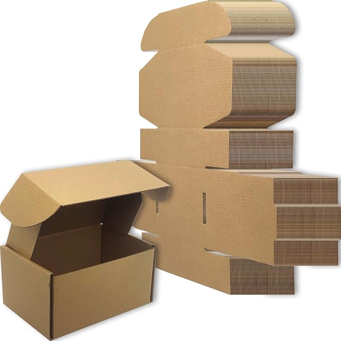6x4x3 Shipping Boxes Set of 50, Brown Mailer Corrugated Cardboard Box | for Packaging, Literature, Packing, Mailing, Storage, Small Business, Moving, Gift, Supplies, Quick Fold, Tab Locking